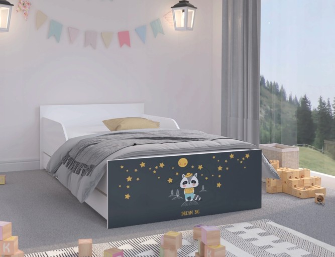 Dunkles Kinderbett mit Nachthimmel 180 x 90 cm
