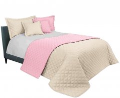 Minőségi steppelt ágytakaró bézs-rózsaszín színben, 220 x 240 cm