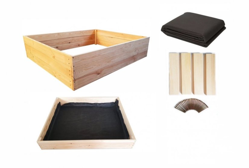 Prírodný vyvýšený drevený záhon 120 x 120 x 27 cm