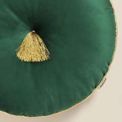 Elegantní zelený velurový kulatý dekorativní polštář