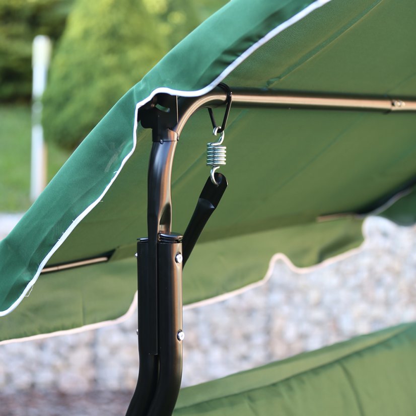 Gartenschaukel aus Stahl in dunkelgrüner Farbe