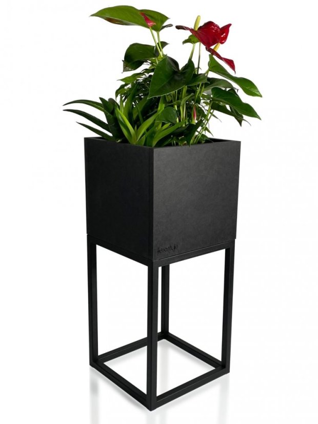 Ghiveci metalic negru minimalist 22X22X50 cm
