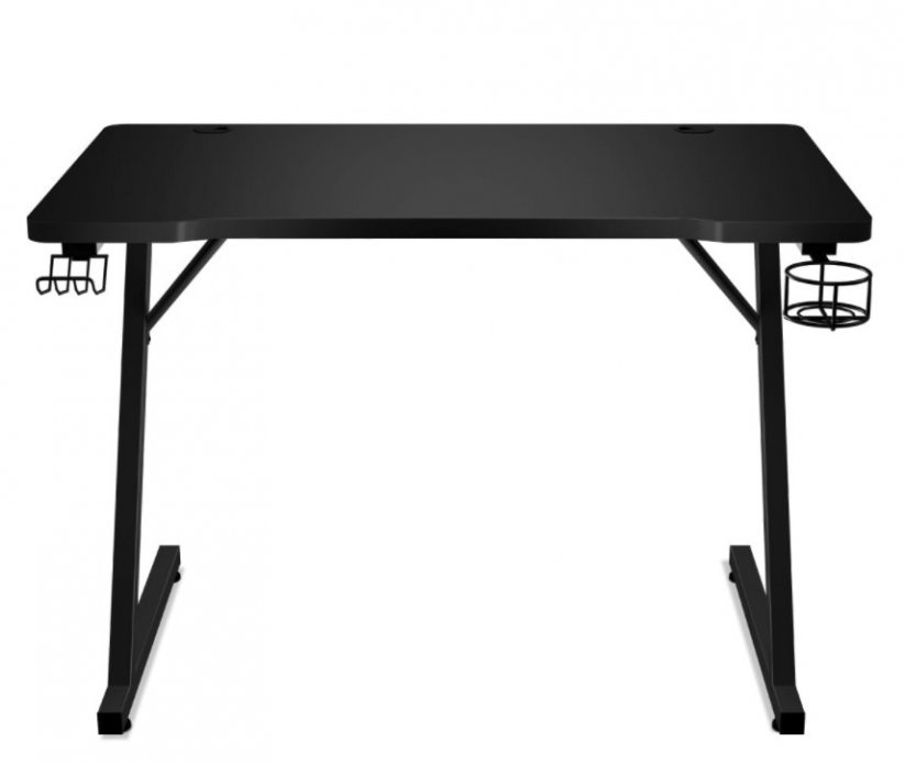 Praktikus fekete gamer asztal HERO 1.8 fekete konstrukcióval