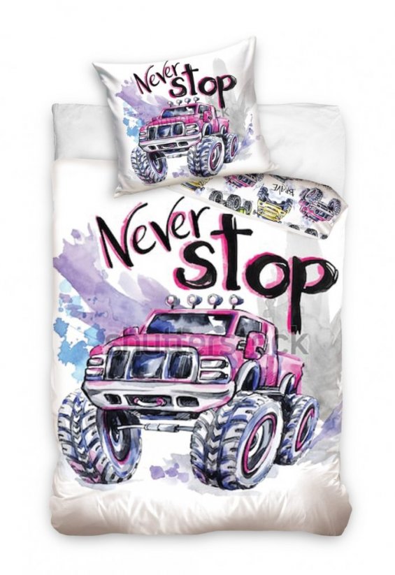 Detské posteľné obliečky s nápisom Never Stop