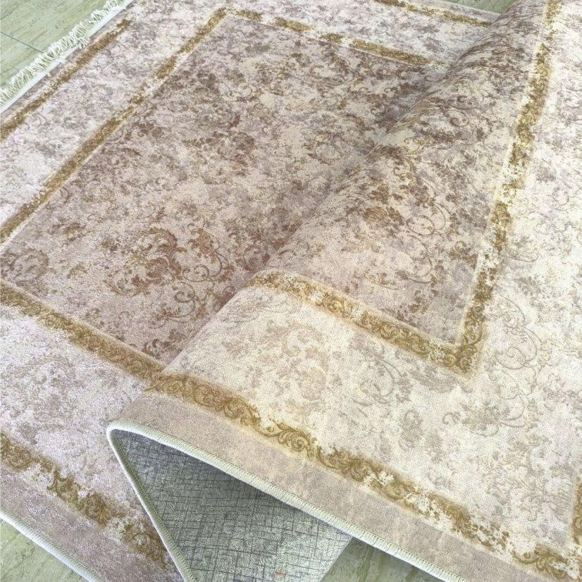 Modern vintage szőnyeg bézs arany keleti mintával