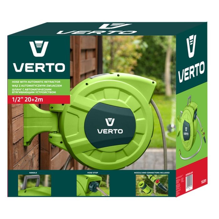 Hadice s automatickým navíjením 1/2, 20m + 2m 15G891 VERTO