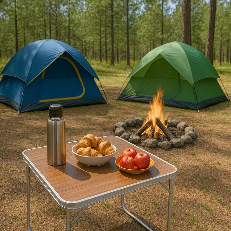 Klappbarer Catering-Tisch 80 x 60 cm mit Holzimitation