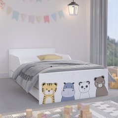 Pat pentru copii cu animăluțe prietenoase 160 x 80 cm