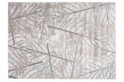 Tappeto moderno beige con motivo di foglie delicate
