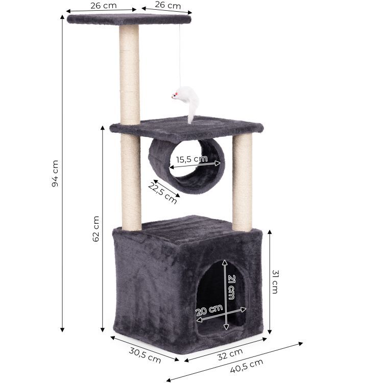 Tiragraffi per gatti, albero per gatti con tunnel 94 cm
