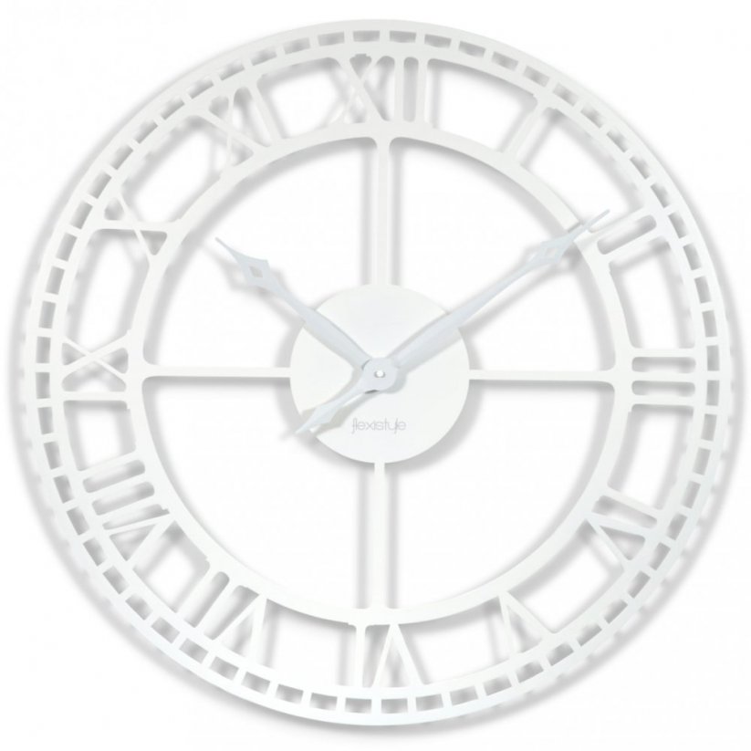 Kovové bílé nástěnné hodiny vintage 80 cm