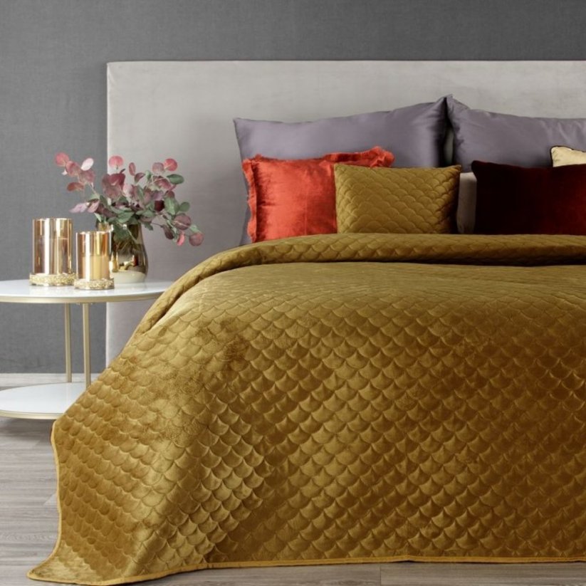 Luxus egyszínű sárga steppelt takaró