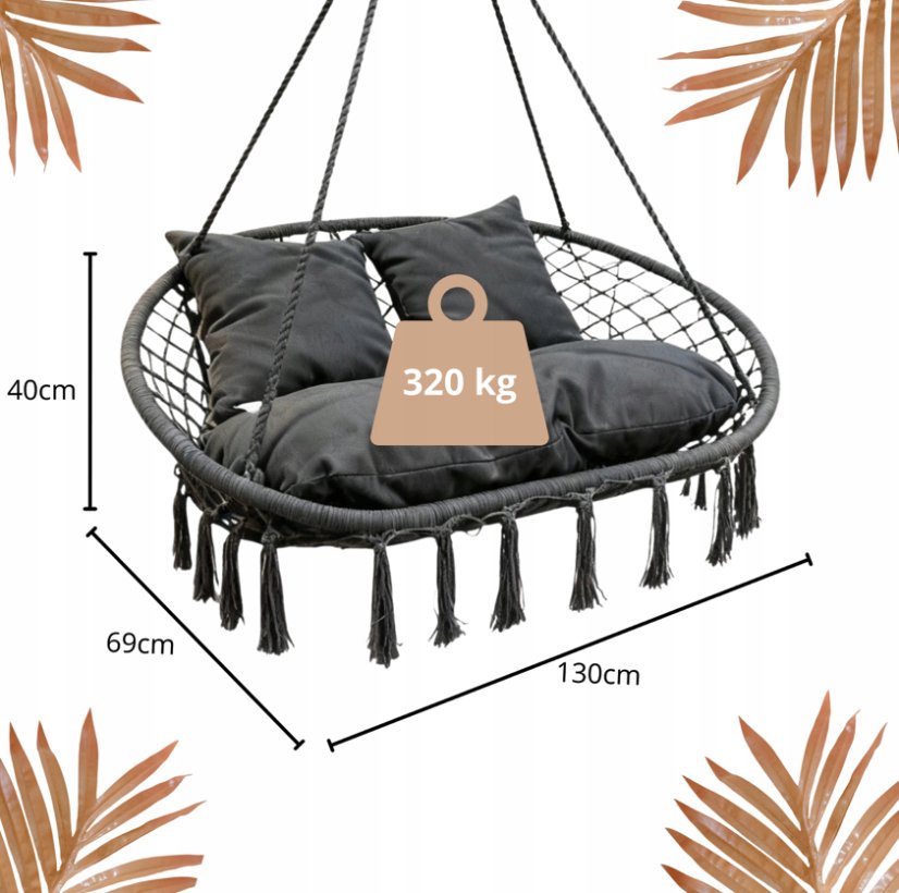Závesné kreslo, bocianie hniezdo pre 2 osoby –  320 kg