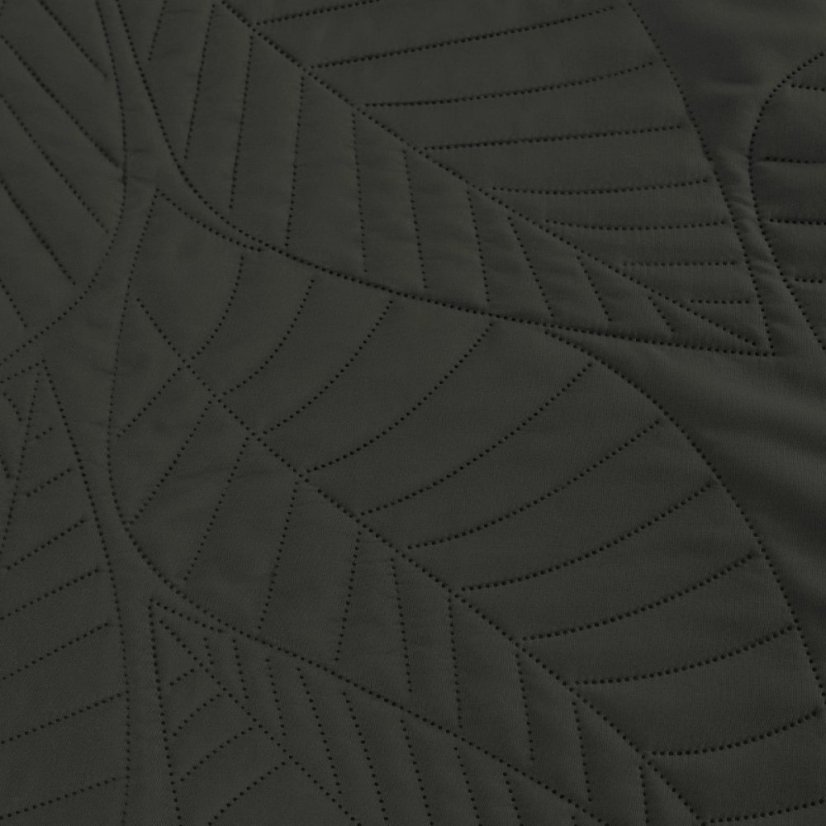 Sötétszürke ágytakaró levélmotívummal