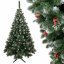 Albero di Natale, pino decorato con pigne e sorbo 180 cm