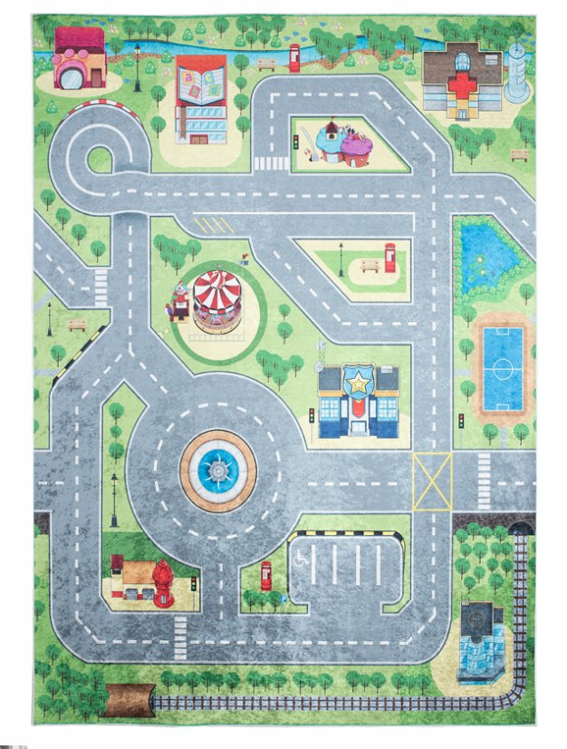 Gyermekszőnyeg a város egy részének motívumával 