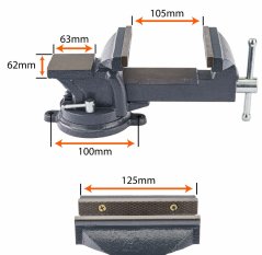 Menghină de lăcătușerie 125 mm rotativă cu nicovală