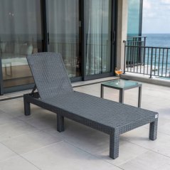 Șezlong pliabil pentru piscină și terasă PREMIUM - gri