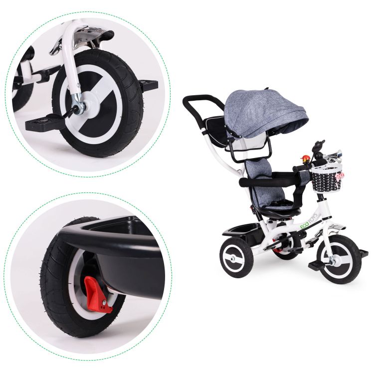 Tříkolka, kočárek šedý ECOTOYS