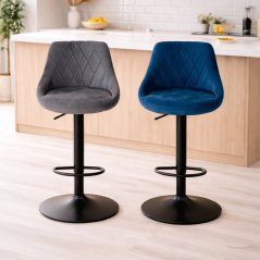 Elegantná velúrová barová stolička s podnožkou