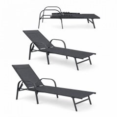 Polohovateľné záhradné lehátko tmavosivé