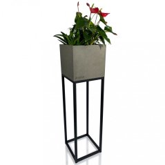 Elegantný vysoký kovový kvetináč v šedej farbe LOFT FIORINO 22X22X80 cm