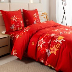 Karácsonyi szintetikus pamut lepedő - piros felirattal MERRY CHRISTMAS