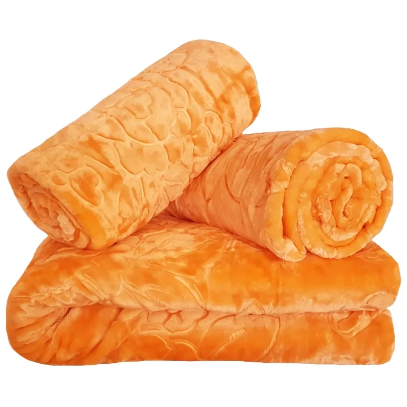 Set prehozov na pohovku a kreslá s reliéfnym vzorom - oranžový