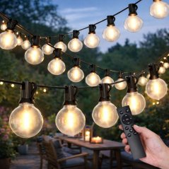 Ghirlandă LED pentru grădină - lanț luminos cu becuri E12 cu telecomandă, IP44