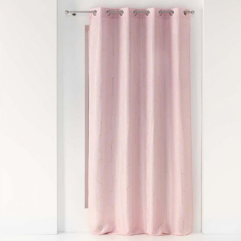 Красива розова завеса на халки с ефектна златиста апликация 140 х 260 см