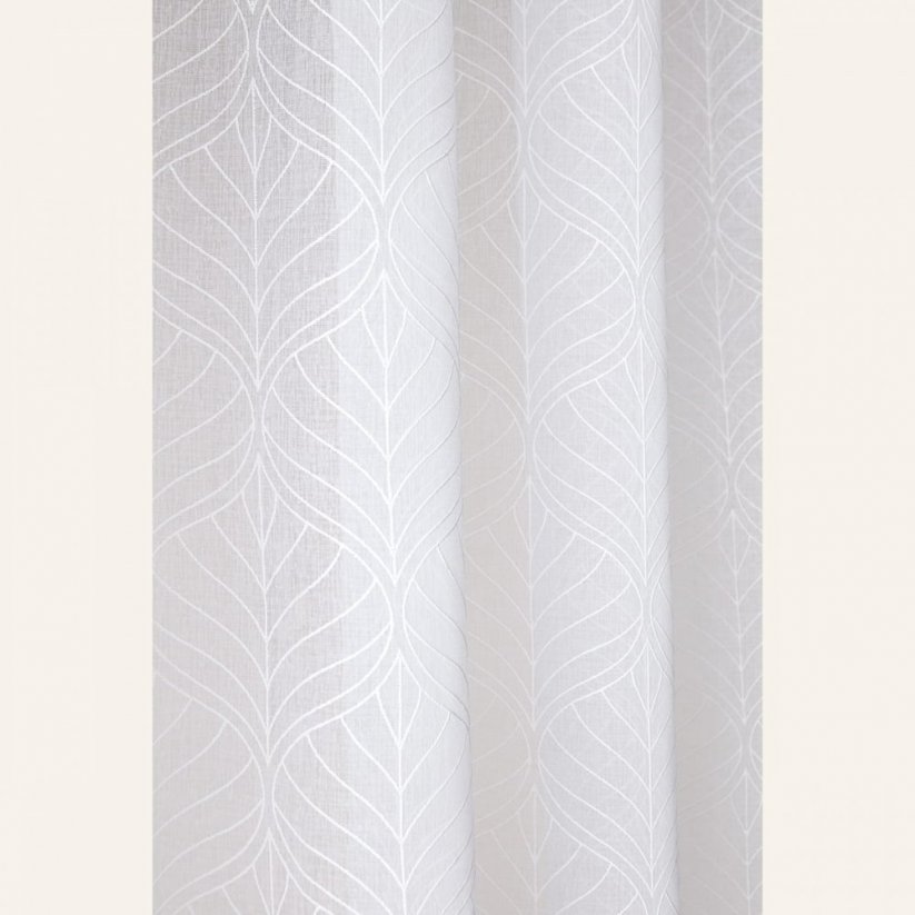 Vorhang  La Rossa  in weißer Farbe auf einem Streifenband 140 x 240 cm