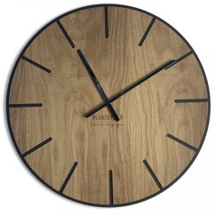 Velké dřevěné hodiny v hnědé barvě 60cm