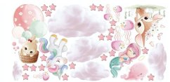 Adesivo fantasy da parete per ragazze con personaggi fiabeschi