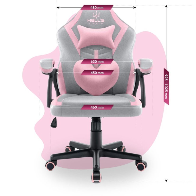 Detské herné kreslo HC - 1001 ružovo sivej farby
