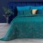Cuvertură de pat matlasată turcoaz originală cu model auriu