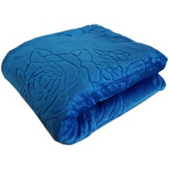 Pătură groasă din acril de înaltă calitate, albastră, cu model în relief