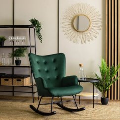 Hojdacie kreslo ELIS smaragdovozelené – štýl, pohodlie a relax v jednom