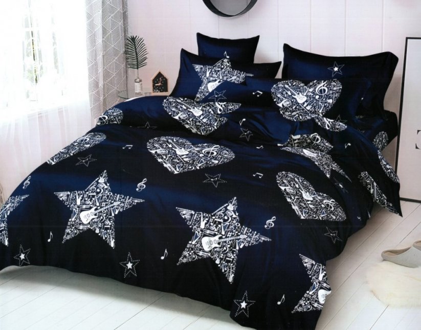 Bettwäsche aus synthetischer Baumwolle mit Herzen und Sternen