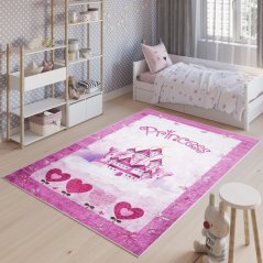 Mädchen-Teppich mit Schlossmotiv für Prinzessinnen