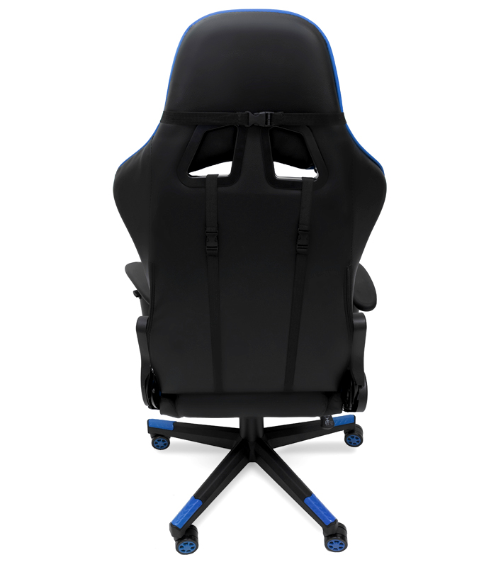 Masážne herné kreslo s opierkou nôh - modré