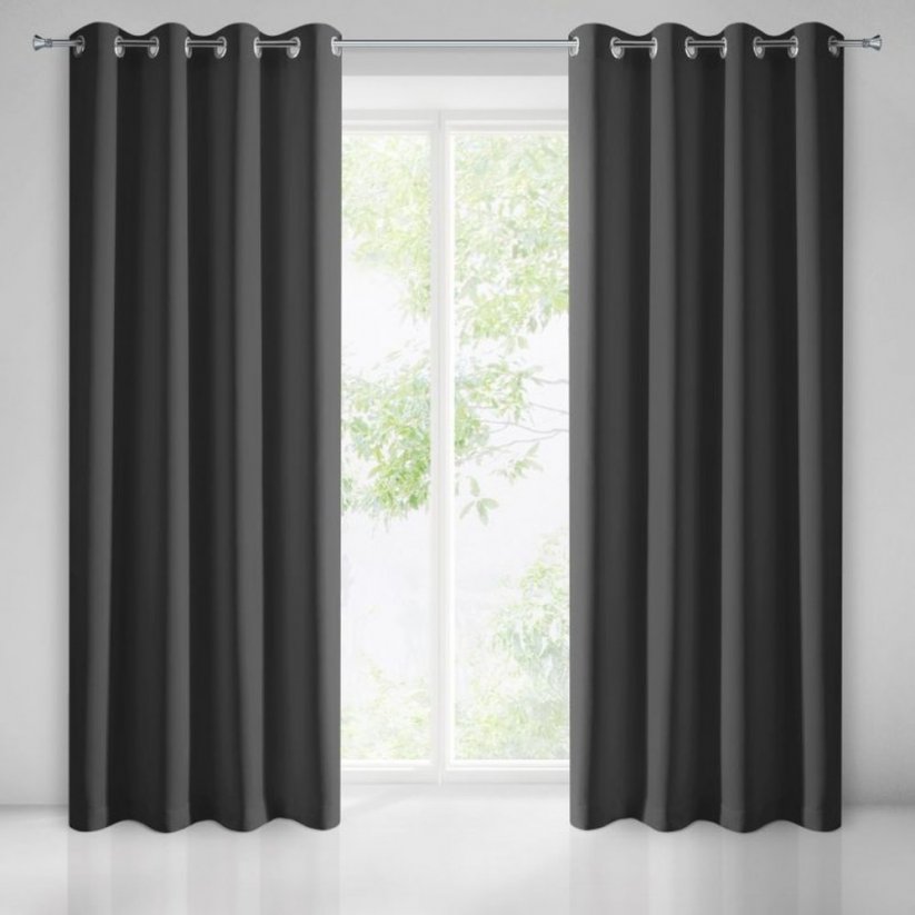 Enostavna črna zavesa za dnevno sobo 135 x 250 cm