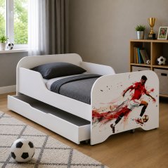 Kompletní dětská postel 140 x 70 cm s matrací a lamelovým roštem - FOOTBALLER