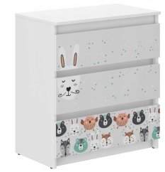 Cassettiera per cameretta con animali della foresta 76x40x70 cm