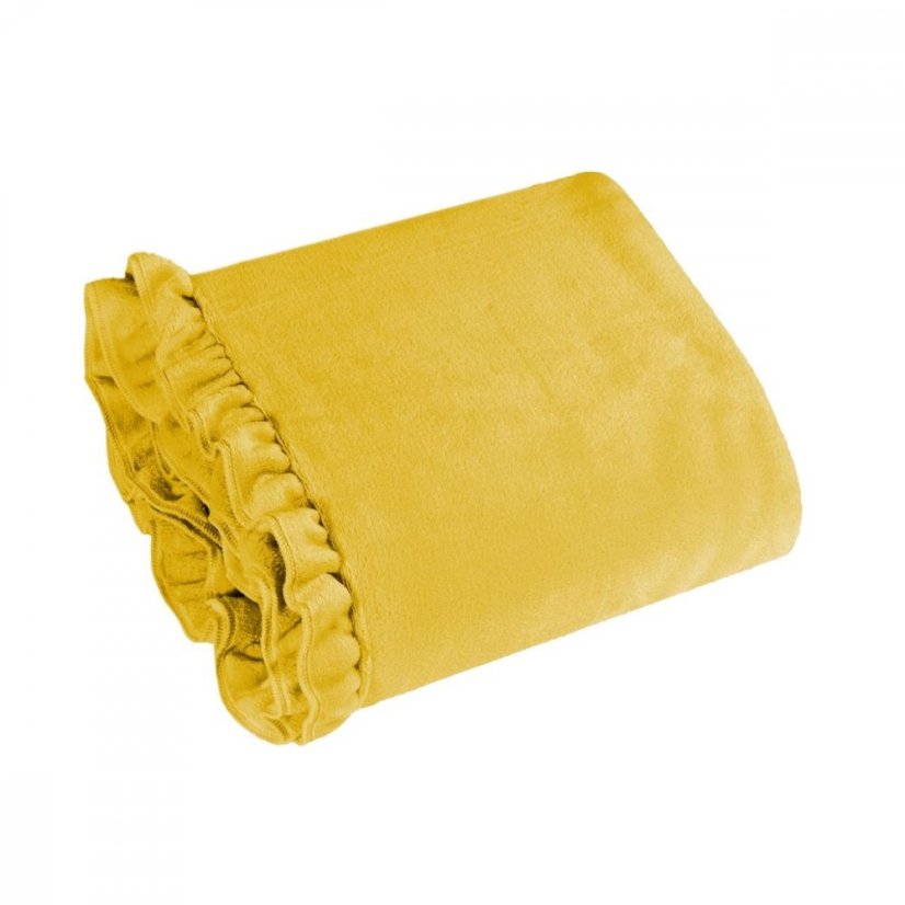 Kvalitná žltá hrejivá deka s ozdobným romantickým volánom  150 x 200 cm 