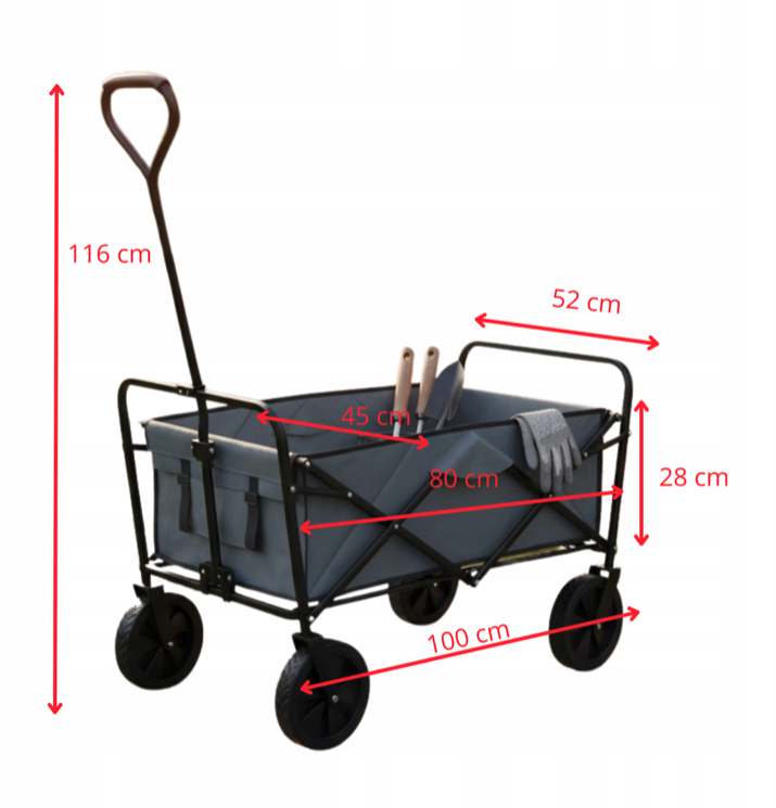 Ultralehký skládací zahradní přepravní vozík - nosnost 100 kg