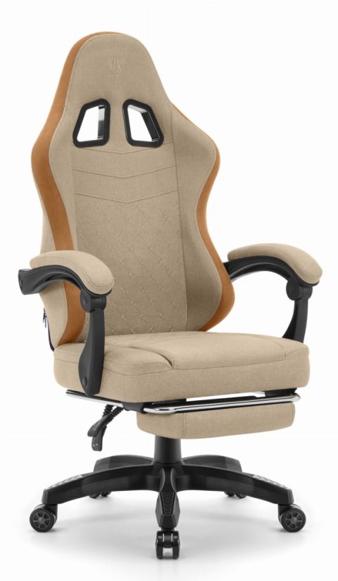 Scaun confortabil pentru jocuri și birou HC-1015 cu suport pentru picioare - bej