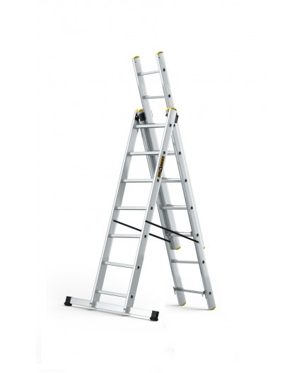 Viacúčelový hliníkový rebrík, 3 x 7 priečok a nosnosť 150 kg