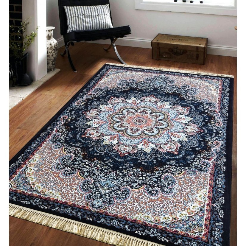 Covor de lux cu un frumos model oriental albastru