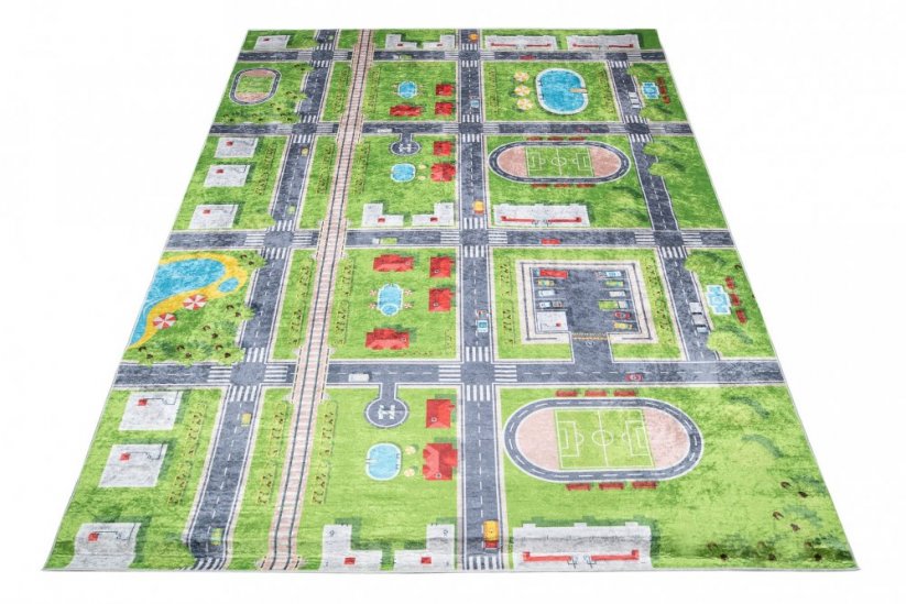 Dětský koberec s motivem zeleného města - Rozměr koberce: Šířka: 140 cm | Délka: 200 cm