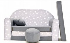 Canapea de pat gri pentru copii cu stele 98 x 170 cm